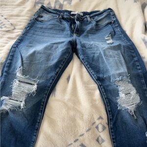 KanCan Distressed Dark Blue Boyfriend Jeans